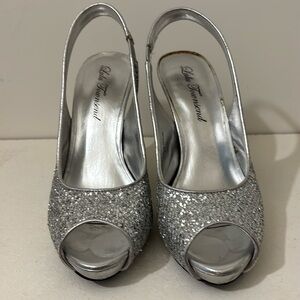 Lulu Townsend Silver Glitter Heel